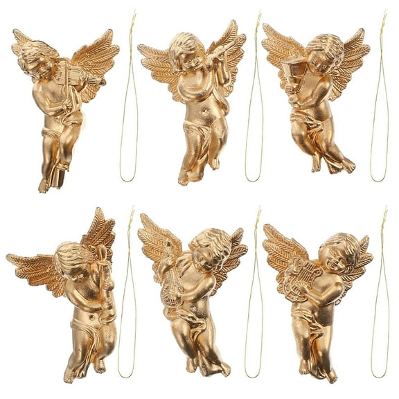 24pcs Christmas Tree Decoration Pendant Christmas Ornament Gold Angels Cherubs Statue Figurine for DIY Wedding Party Hanging Decors
