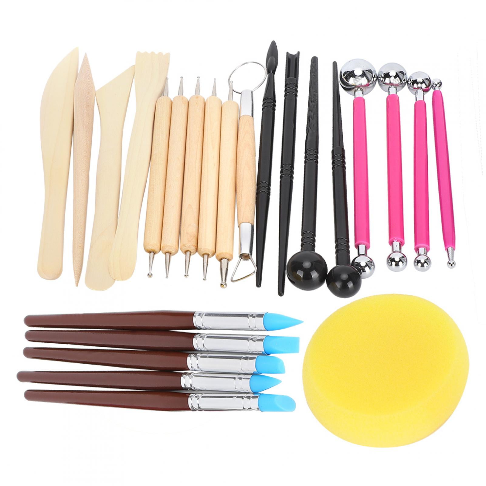 24pcs Clay Pottery Modeling Set Ball Stylus Dotting Tools Cake Rubber