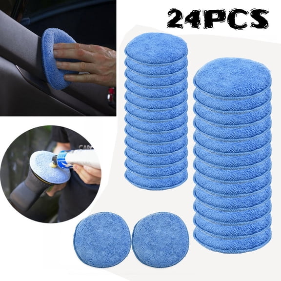 24pcs Clean Sponge Car Applicator Cleaning Polish Pad Sponge Microfiber Waxing Dust Remove Auto Care Polishing Accessory Set