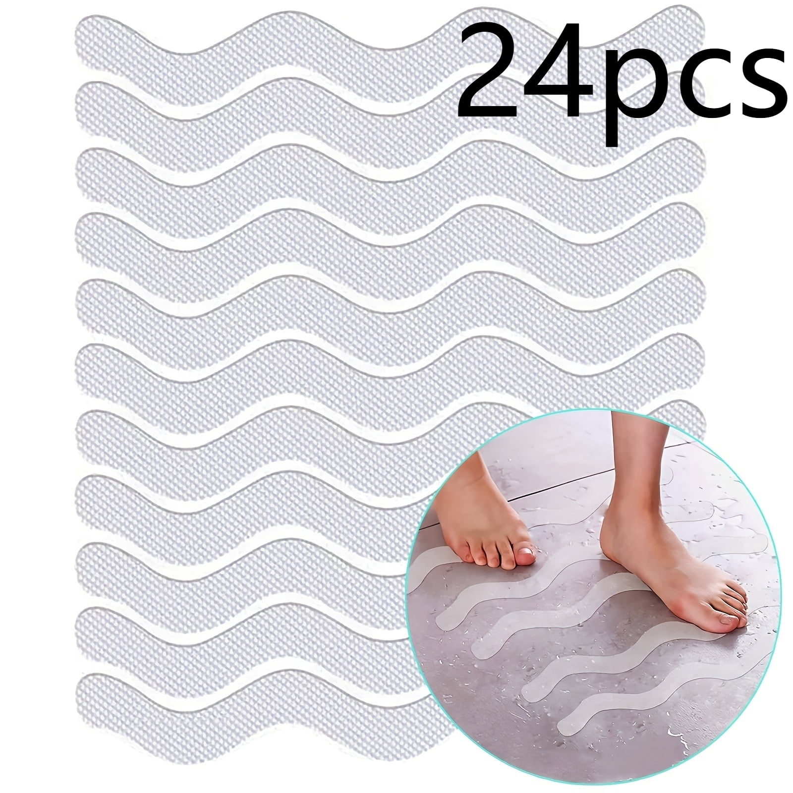 24pcs Clear Non-Slip Strip Stickers for bathroom & shower, anti-slip ...
