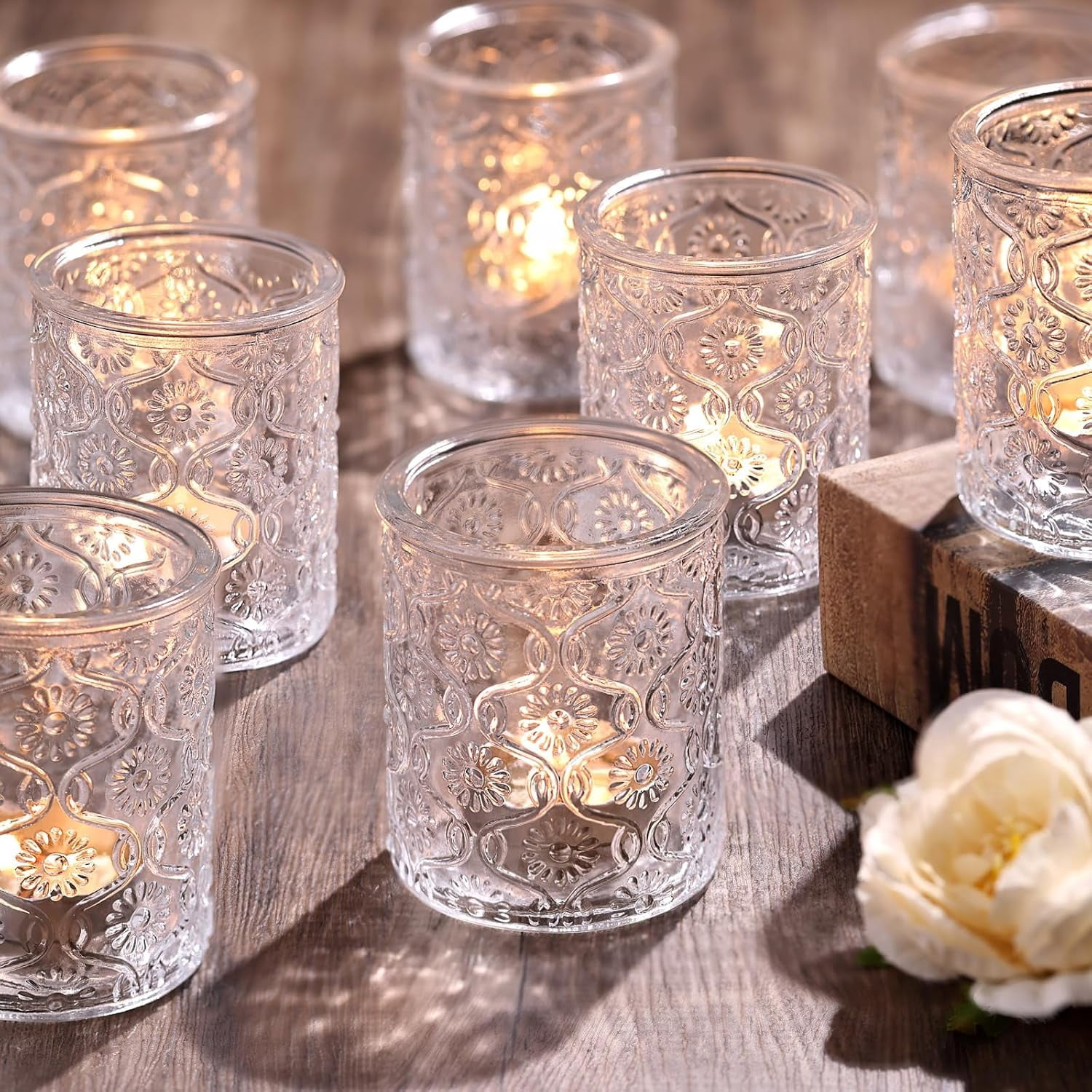 24pcs Clear Votive Candle Holders for Table Centerpiece, 2.16"x2.65