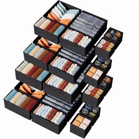 24pcs Clothing Drawer Organizer, Non-Woven Diaper Drawer Organizer, Foldable Deep Fabric Drawer Organizer