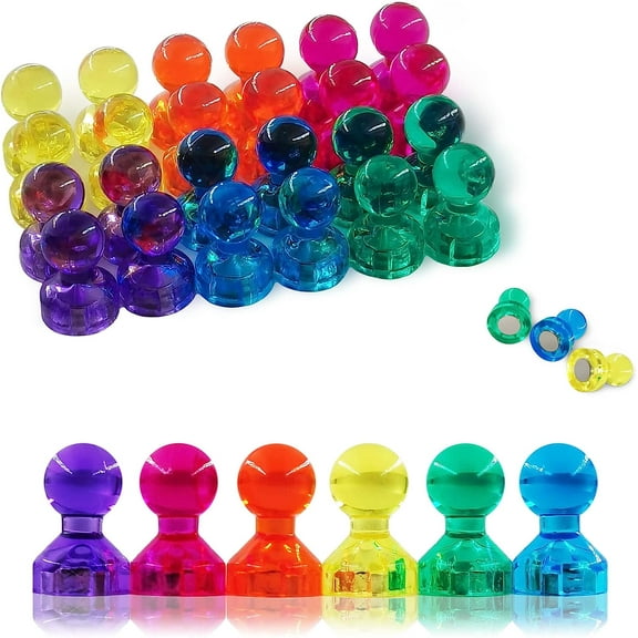 24pcs ColorfulMagnets for Whiteboard, Classroom Magnets, Fun Magnetic Push Pins for Office,Kitchen, Map & Pictures, Strong Refrigerator Magnets