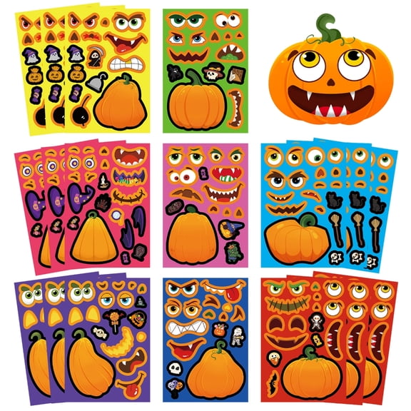 24pcs Creative Halloween Pumpkins Stickers For Tablets Phone Laptop Decoration Reusable PVC Safe For Kids DIY Project