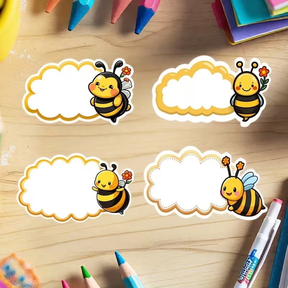 24pcs Cute Bee-Themed Name Tags - Fun and Functional Classroom Decor for Teachers and Students