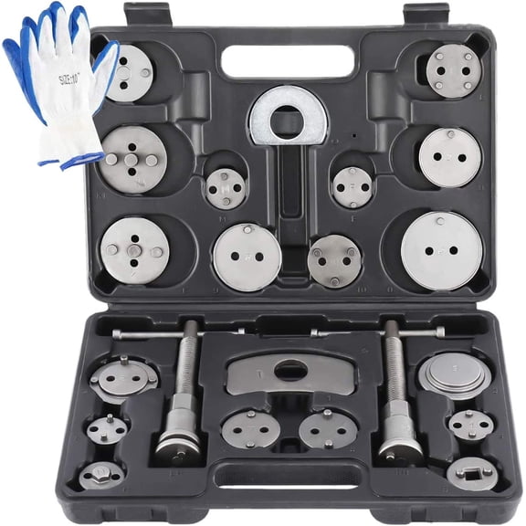 24pcs Disc Brake Caliper Compression Wind Back Tool Kit, Heavy Duty Brake Piston Caliper Compression Tool Set for Brake Pad Replacement