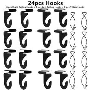 24pcs Drop Ceiling Hooks for Hanging,Right and Left Ceiling Hooks and T-Bars Ceiling Hook Suspended Grid Clips for Classrooms, Office, Party, Home and Wedding Decoration