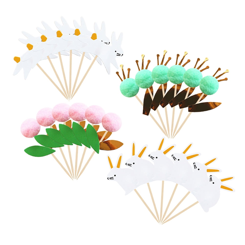 24pcs Easter Day Toppers Home Baking Cake Decors Cake Decoration Accessories