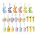 thumbnail image 1 of 24pcs Easter Egg Ornaments and Carrot Hanging Ornaments,Colorful Foam Easter Hanging Egg Ornaments,Glitter Artificial Carrots Easter Tree Decorations Home Party Diy Crafts,Easter Decorations Indoors, 1 of 6