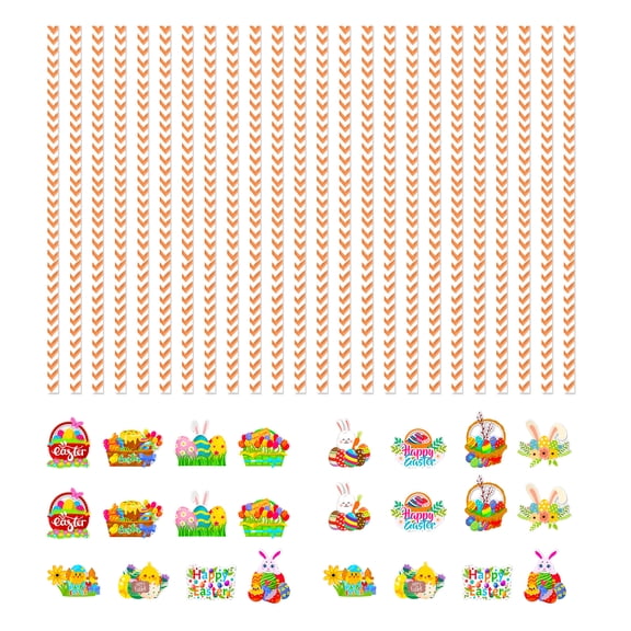 24pcs Easters Themed Drinking Straw Decorative Stripe Beverage Paper Straw for Gatherings Wedding Party Supplies