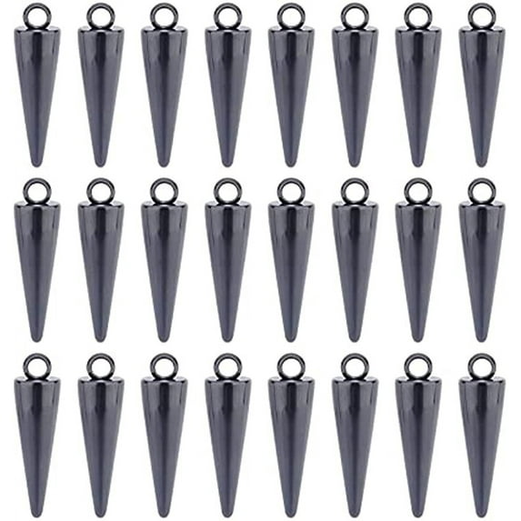 24pcs Electrophoresis Black Spike Beads Pendants Cone Pendants Hiphop Punk Earrings Charm Stainless Steel Bullet