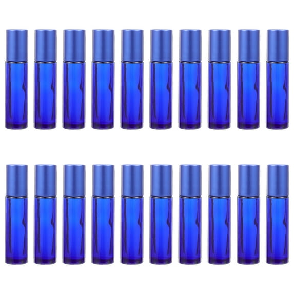 Luxshiny Roller Bottles Blue Glass Steel Ball 24Pcs 3.6X0.6X0.6In