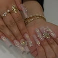 thumbnail image 1 of 24pcs False Nails with glue butterfly design Long Coffin French Ballerina Fake Nails Full Cover acrylic Nail Tips Press On Nails, 1 of 6