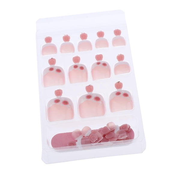 24pcs False Toe Nails French Full Toenails Feet Nail Art Fake Decoration Hy-tn-4025