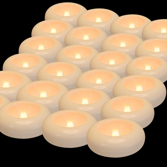 24pcs Flameless Floating Candles Waterproof, 200Hr 3LED Floating Tea Lights with Battery, Water-Activated Candles for Pool, Wedding Centerpieces, Bath & Spa, Easter Decoration (Elegant White)