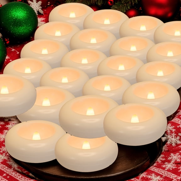 24pcs Flameless LED Floating Candles, Powered Candles, Ambient Flameless Candles, Light Exquisite Decorative Candles for Pool/ Tub/ Hot Tub/ Wedding