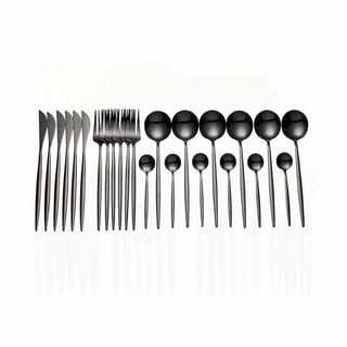 SuperCook Black Silverware Set, 40 Piece Flatware Set for 8, Stainless  Steel Cutlery Eating Utensils, Mirror Finish Tableware include Knife Fork