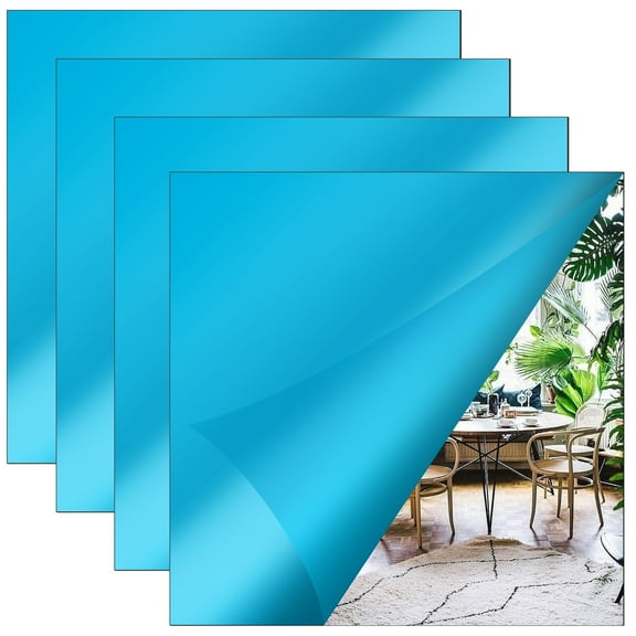 24pcs Flexible Mirror Sheets, EEEkit Self Adhesive Non-Glass Tiles Stickers DIY Mirror Wall Sticker for Bedroom Bathroom