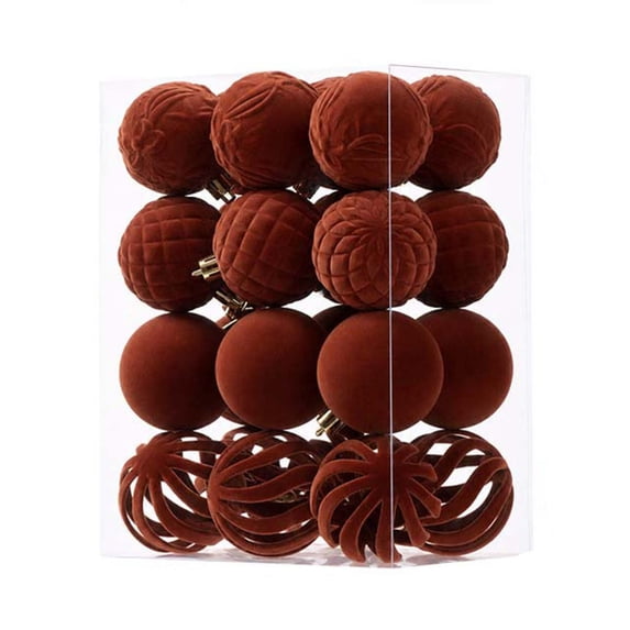 24pcs Flocked Christmas Balls, Shatterproof Christmas Tree Ornaments 2.3in