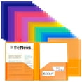 24pcs Folders with Pockets, Plastic Pocket Folders with 2 Pockets for