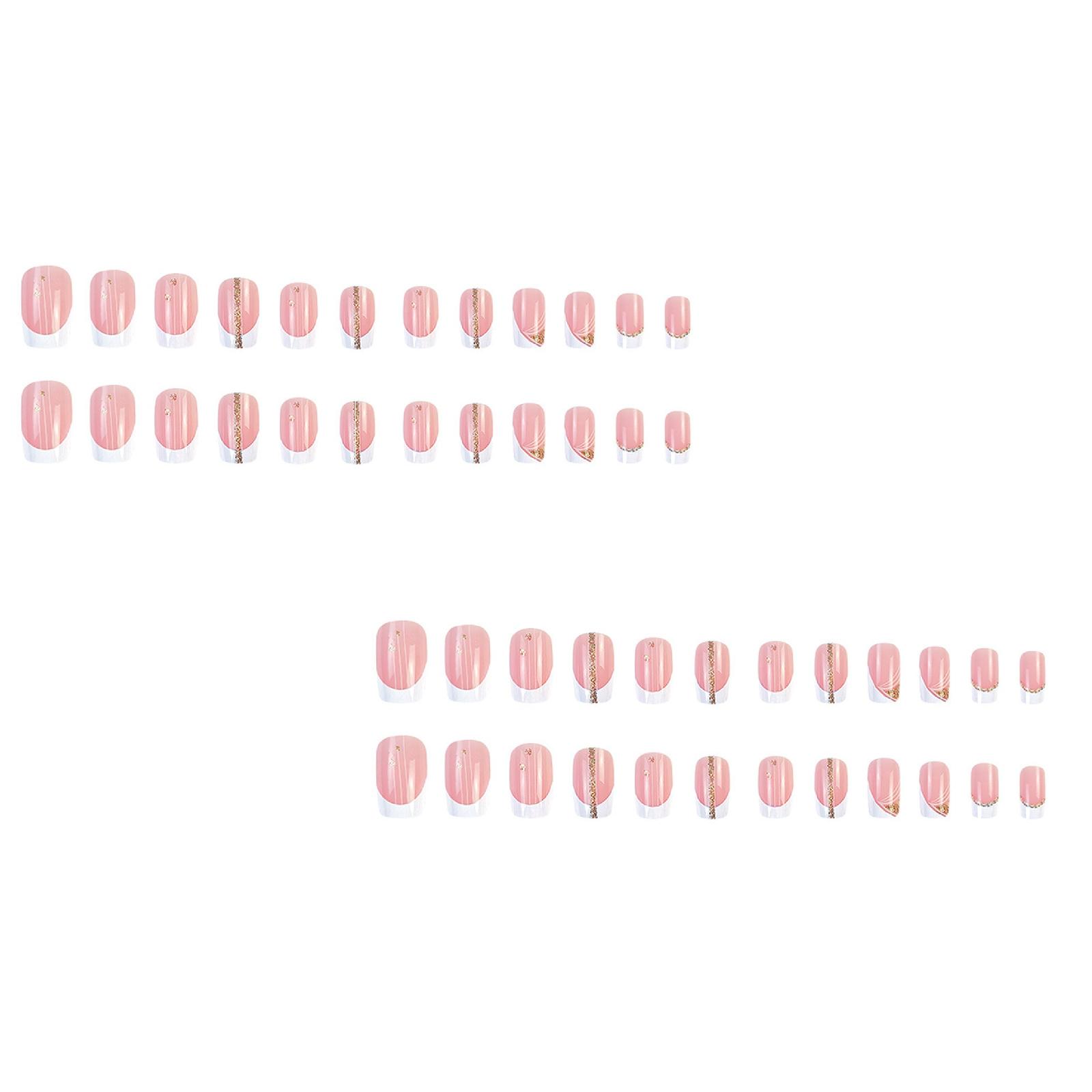 24pcs French Tip On Nails Square Medium Nails White Nail Tip False