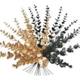 thumbnail image 1 of 24pcs Gold & Black Eucalyptus Stems Artificial Plant Decor Fake Faux Eucalyptus Leaves for Flower Floral Arrangement Home Office Halloween Centerpiece Christmas Decoration, 1 of 6