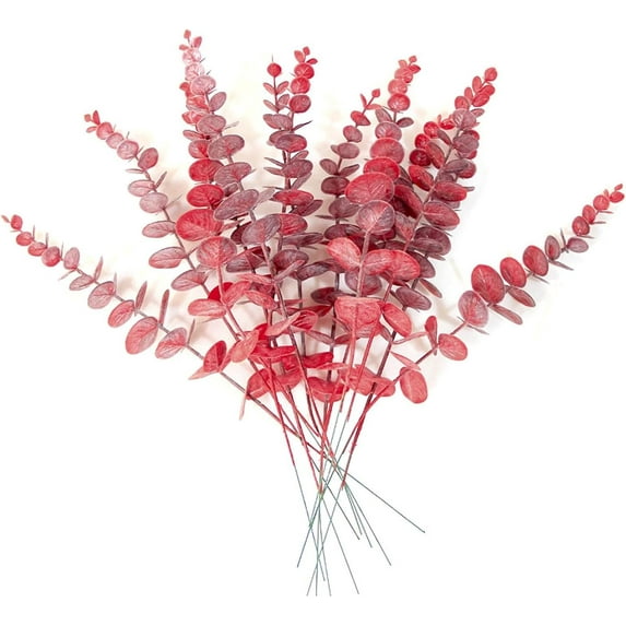 24pcs Gold & Black Eucalyptus Stems Artificial Plant Decor Fake Faux Eucalyptus Leaves for Flower Floral Arrangement Home Office Halloween Centerpiece Christmas Decoration