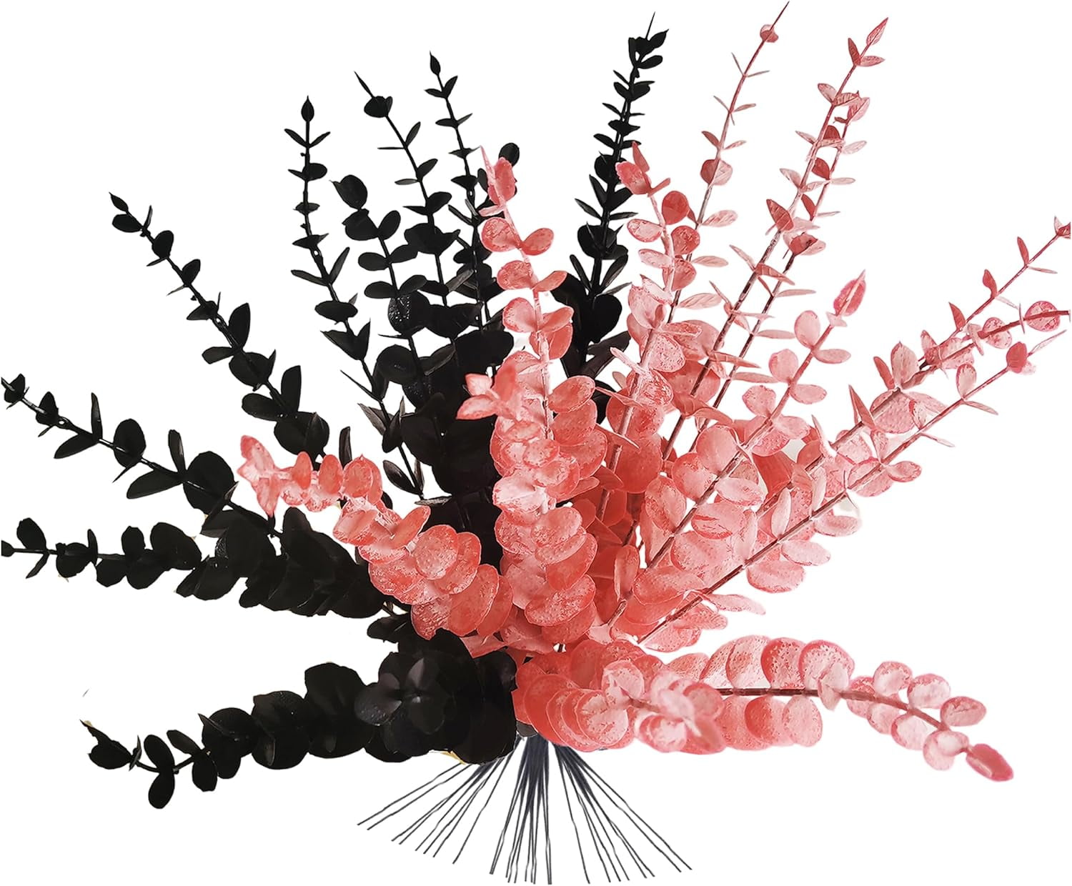 24pcs Gold & Black Eucalyptus Stems Artificial Plant Decor Fake Faux