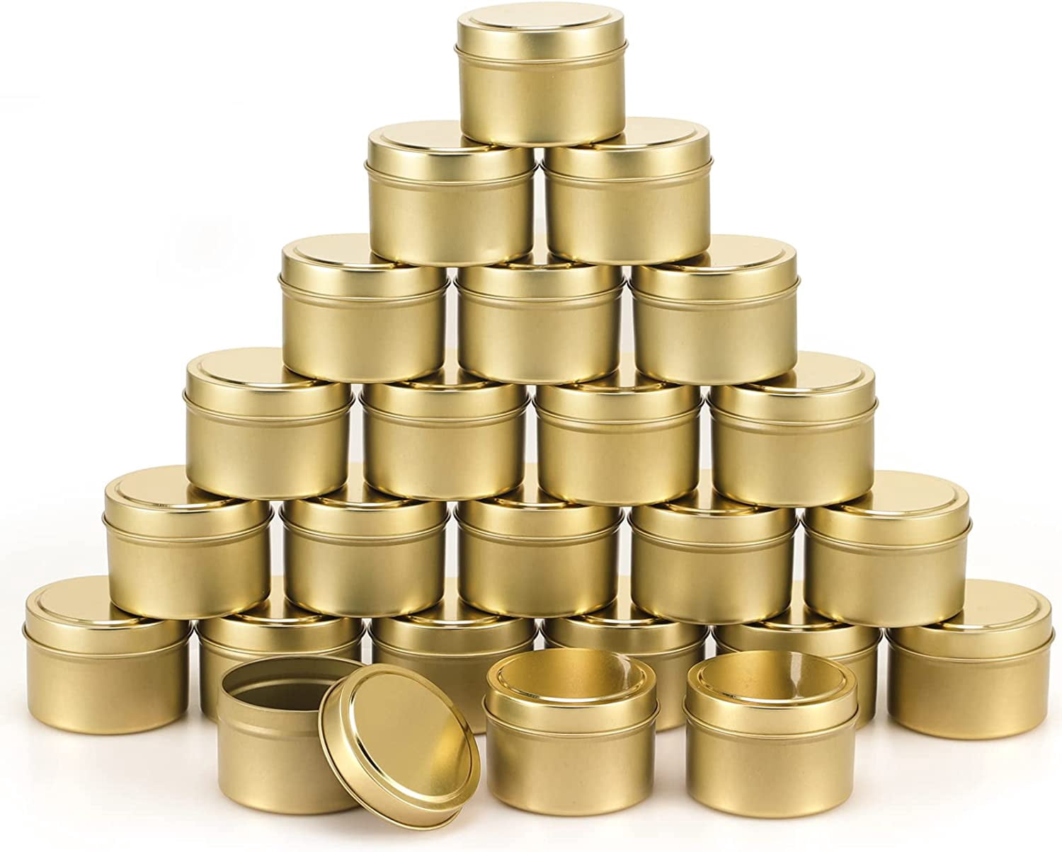24pcs Gold Candle Tins, 4oz, DIY Candle Making Kit, Storage Jars, Adult, Unisex, Traditional, Christmas