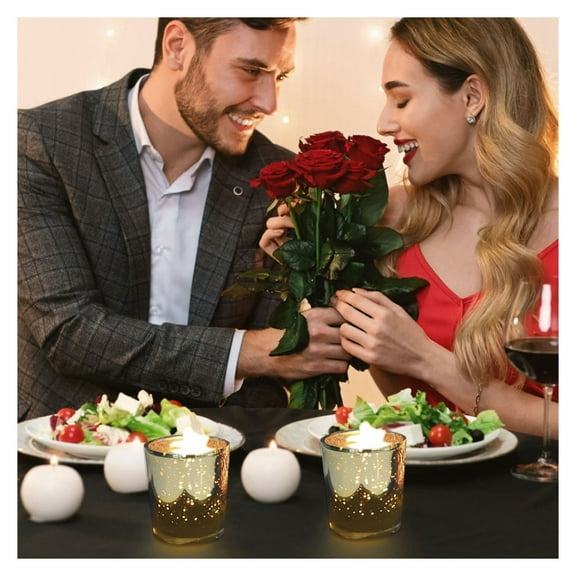 24pcs Gold Votive Candle Holders Mercury Glass Tealight Holders for Wedding Table Centerpieces Birthday Party Decorations