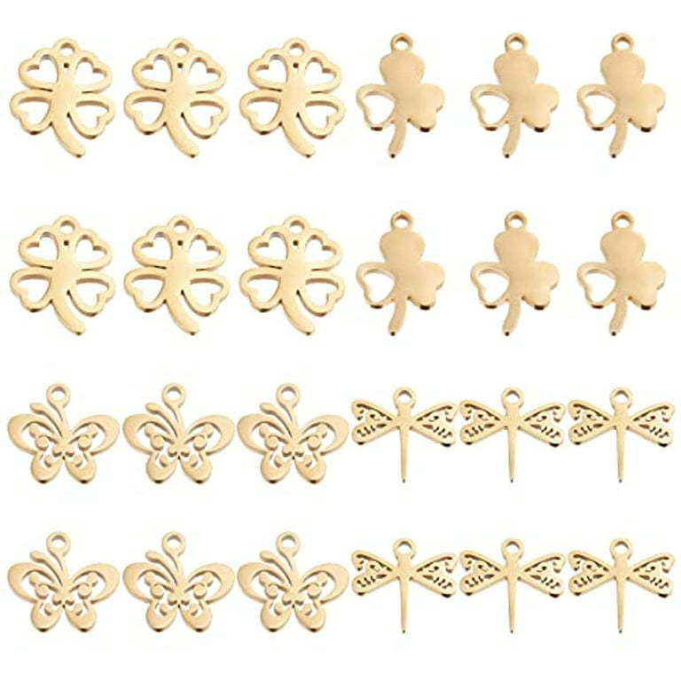 24pcs Golden Butterfly Charms 304 Stainless Steel Pendants Hypoallergenic Metal  Charms for DIY Jewellery Making 