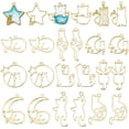 thumbnail image 1 of 24pcs Golden Cat Open Back Bezel Pendants for DIY Jewelry Making, 1 of 6
