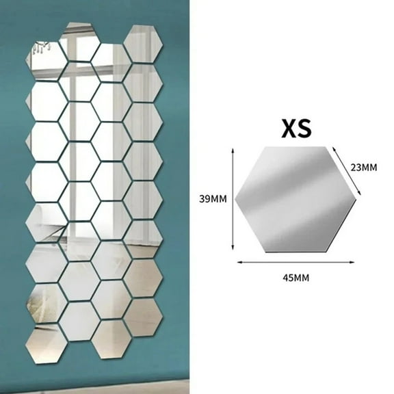 24pcs Golden Hexagon Mirror Wall Acrylic Self no glud Mosaic Tiles Stickers