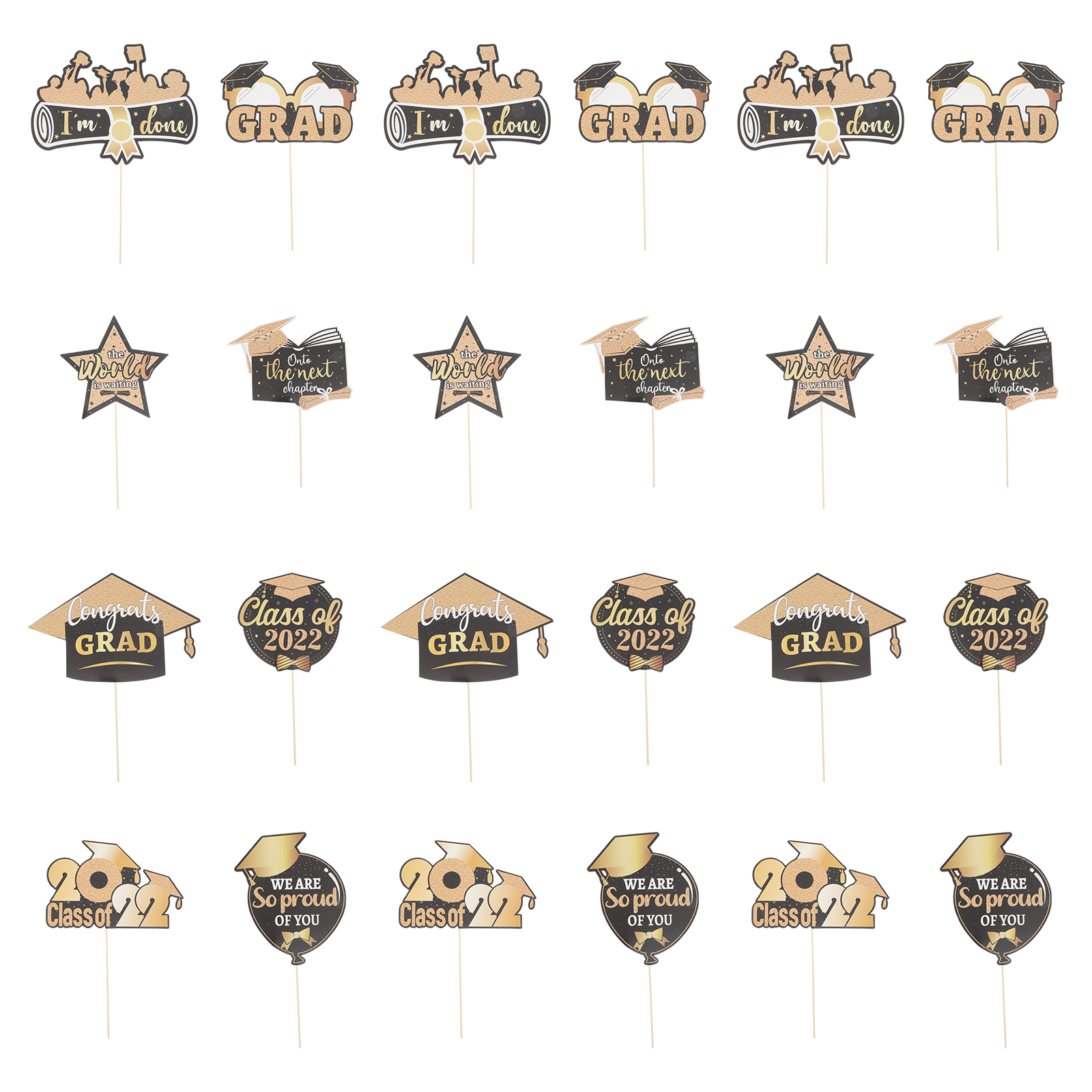 24pcs Graduation Vase Decors Photo Taking Props Paper Made Photo Taking