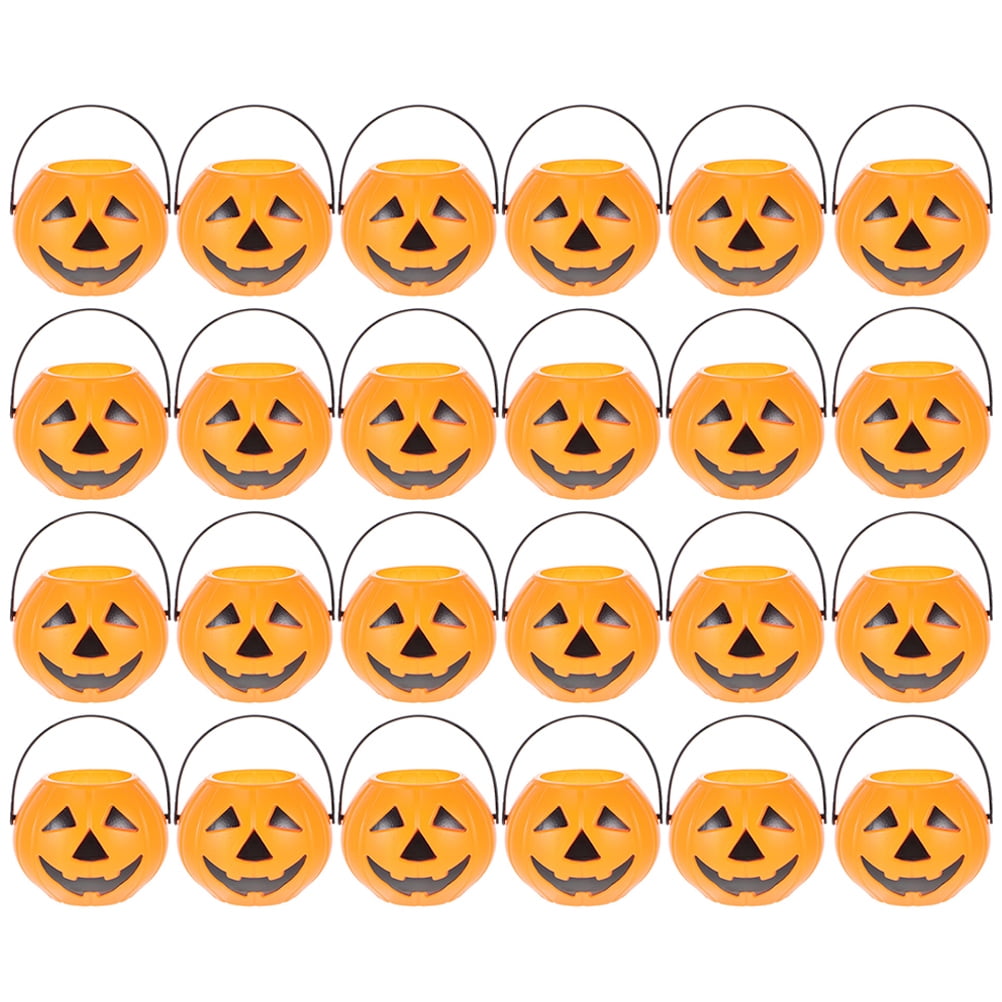 24pcs Halloween Candy Bucket Pumpkin Bucket Halloween Party Plastic
