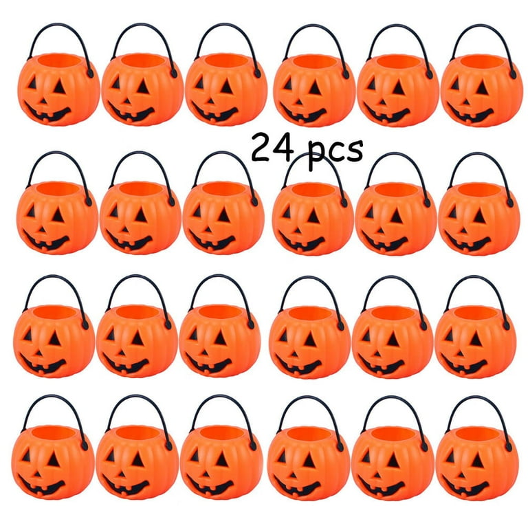 24pcs Halloween Portable Pumpkin Bucket Children Trick or Treat