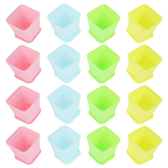 24pcs Home Balcony Square Resin Flowerpot Mini Flower Bonsai Nursery Flowerpot