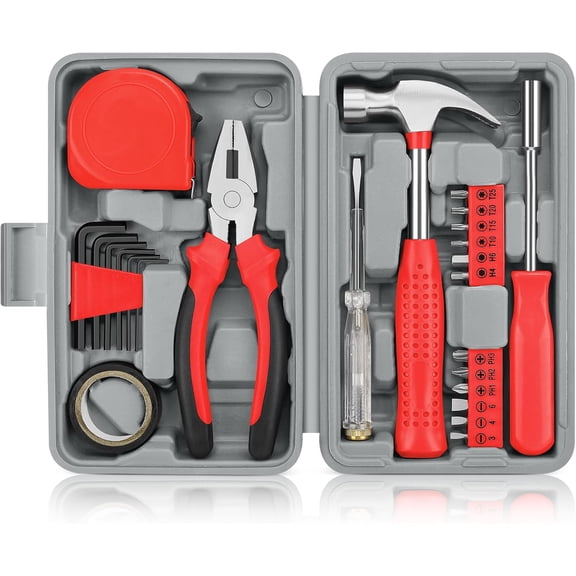 24pcs Home DIY Tool Kit for Household, Office & Garage - General Repair Small Hand Set with Storage Case