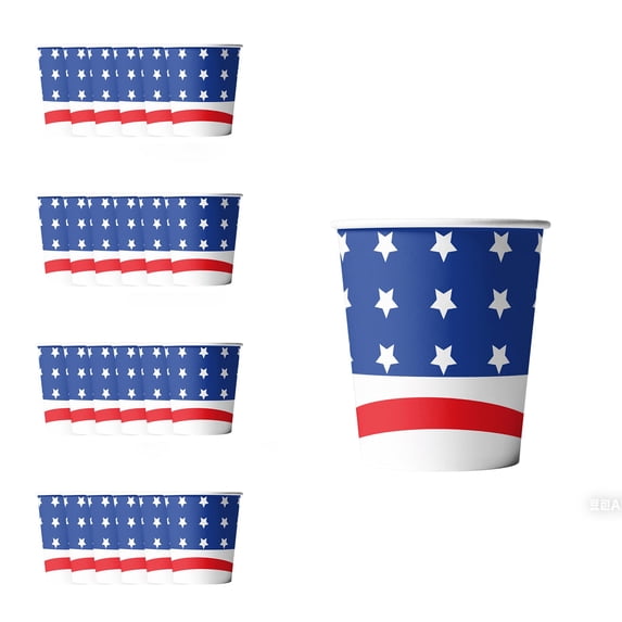 24pcs Independence Day Party Tableware Set For 24 Guests Summer Holiday 4th Of July Memorial Day Paper Cups