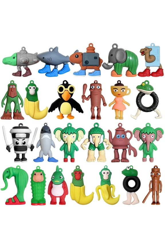 24pcs Italian Brainrot Toys Action Figure Brainrot Meme Shark Figures Funny Animals Unique Key Chain Decorations Gifts for Fans Office Room Figurine Premium Squishy Material Car Accessories