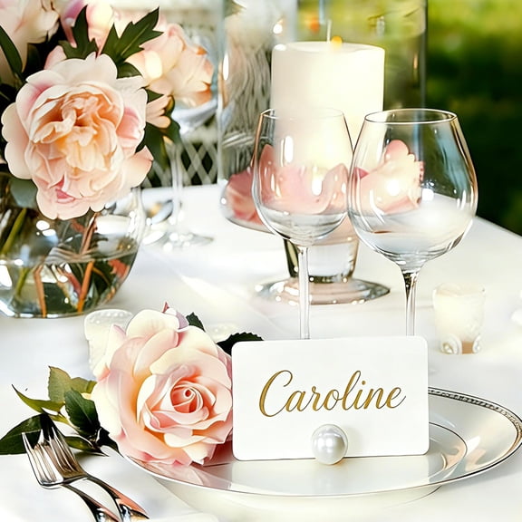 24pcs Ivory Pearl Place Card Holders Bulk, Decorative Table Name Card Stands Set, Elegant Name Card Holders for Wedding, Food Labels, Retail Shop, Party Seating Displa, Business Name Tag