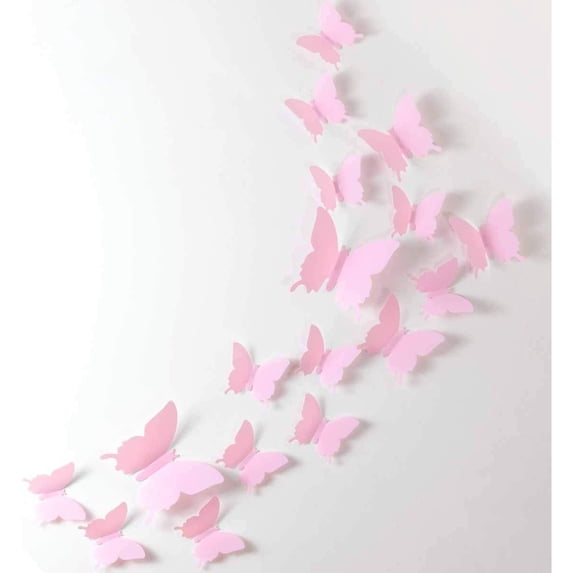 24pcs Kawaii 3D Butterfly Removable Mural Stickers Wall Stickers Decal for Home and Girls Room Decoration