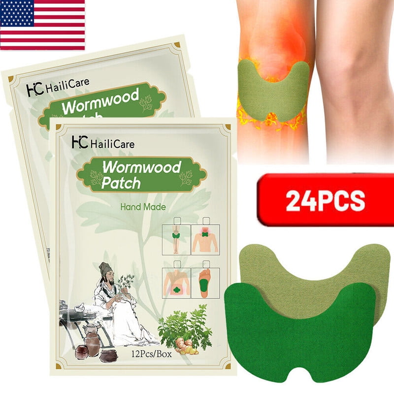 24pcs Knee Pain Relief Pātches Wormwood Herbal Plāster Neck Waist Joint Ache Pad, Original Herbal Knee Pātch - Well knee Plāster for Knee Support & Muscle Pain - Adhesive Heat Pātches