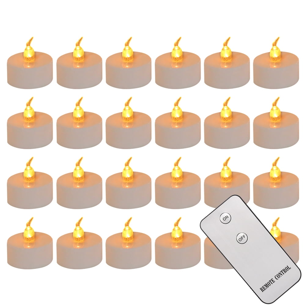 24PCS Flameless LED Tea Lights Canadles with Remote Control Realistic Flickering Warm Yellow Battery Operated LED Tea Lights Candles. Ideal for Parties, Weddings, Birthdays, Festival Celebration