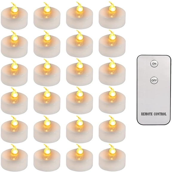 24pcs LED Tea Light Remote Control Candle Flickering Flameless LED Candle Realistic and Bright Battery Operated for Christmas Wedding Festival Celebration, Warm White