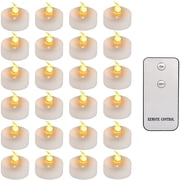 24pcs LED Tea Light Remote Control Candle Flickering Flameless LED Candle Realistic and Bright Battery Operated for Christmas Wedding Festival Celebration, Warm White