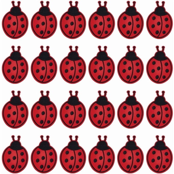 24pcs Ladybug Iron on Patches 2.76x1.9inch Small Ladybugs Embroidered Applique Patches DIY Iron on/Sew On Animal Design Patch