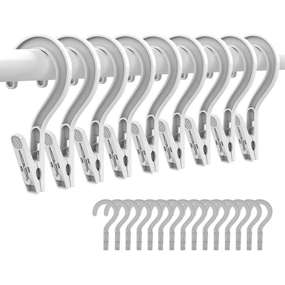 24pcs Laundry Hooks Clip Plastic Clothes Hangers Pins Super Strong Hanger Clips for Bathroom Travel Portable,White