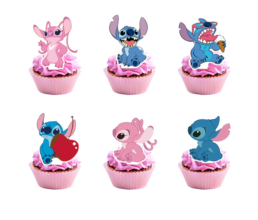 24pcs Lilo and Stitch Cake Toppers Cupcake Toppers Cake Decorations Lilo  and Stitch Birthday Party Supplies Decorations (24pcs)