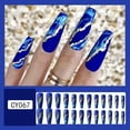 thumbnail image 1 of 24pcs Long Ballet False Nail Full Cover Fake Nail Grey White Marble Design Nails Tip French Coffin Nails Press On Nails, 1 of 6
